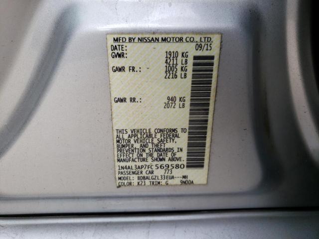 Photo 10 from auction – 2015 NISSAN ALTIMA 2.5 with VIN 1N4AL3AP7FC569580