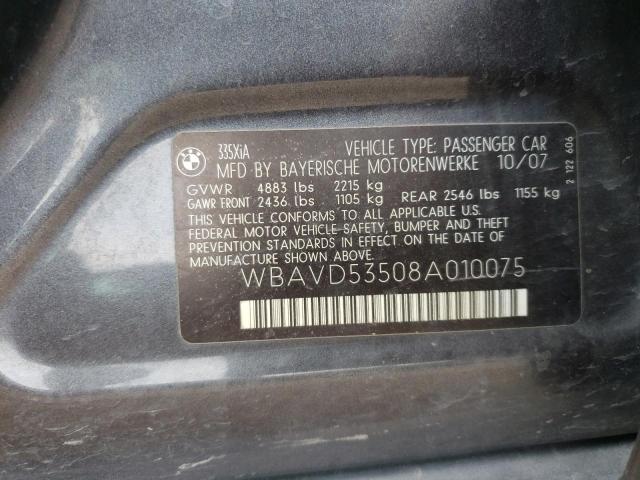 Photo 10 from auction – 2008 BMW 335 XI with VIN WBAVD53508A010075