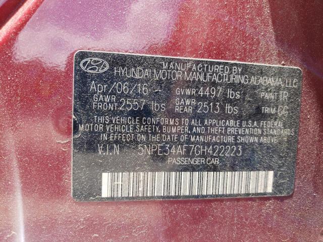 Photo 10 from auction – 2016 HYUNDAI SONATA SPO with VIN 5NPE34AF7GH422223
