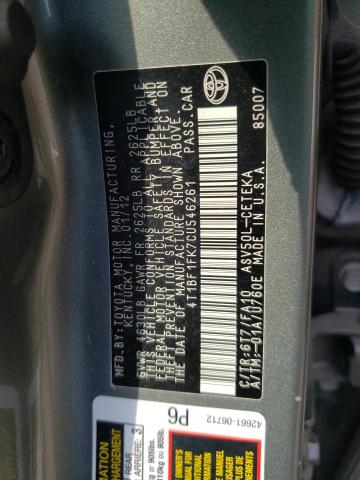Photo 10 from auction – 2012 TOYOTA CAMRY BASE with VIN 4T1BF1FK7CU546261