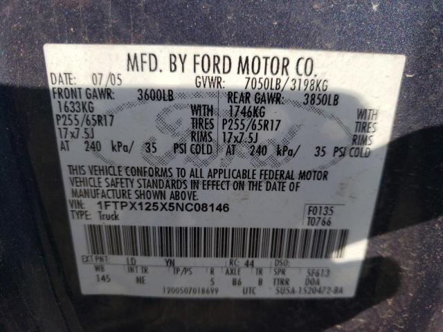 Photo 10 from auction – 2005 FORD F150 with VIN 1FTPX125X5NC08146