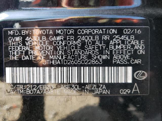 Photo 10 from auction – 2016 LEXUS IS 200T with VIN JTHBA1D26G5022863