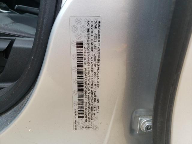 Photo 10 from auction – 2012 VOLKSWAGEN JETTA SE with VIN 3VWDP7AJ6CM015095