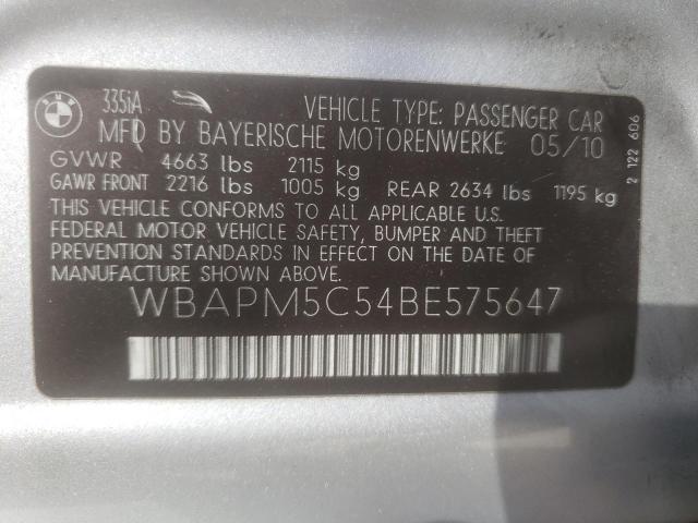 Photo 10 from auction – 2011 BMW 335 I with VIN WBAPM5C54BE575647