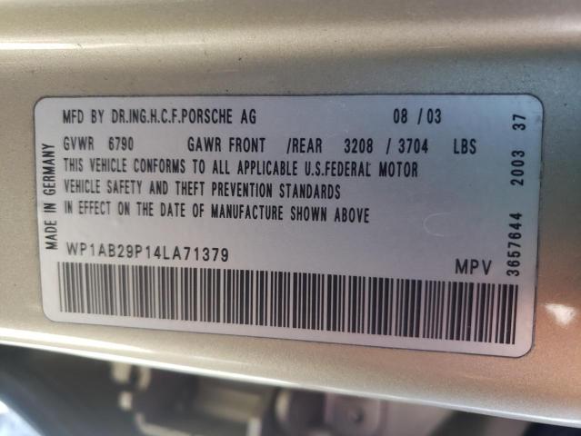 Photo 10 from auction – 2004 PORSCHE CAYENNE S with VIN WP1AB29P14LA71379