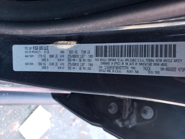 Photo 10 from auction – 2019 RAM 1500 BIG H with VIN 1C6SRFBT5KN577774