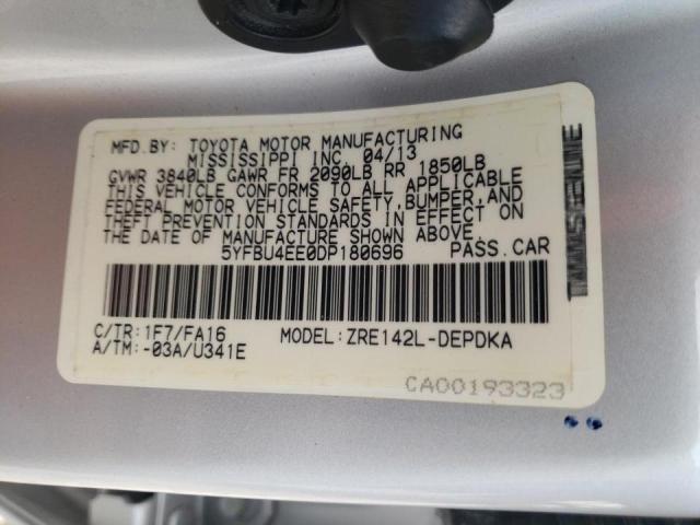 Photo 10 from auction – 2013 TOYOTA COROLLA BA with VIN 5YFBU4EE0DP180696