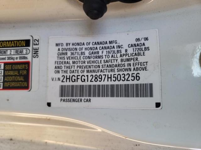 Photo 10 from auction – 2007 HONDA CIVIC EX with VIN 2HGFG12897H503256