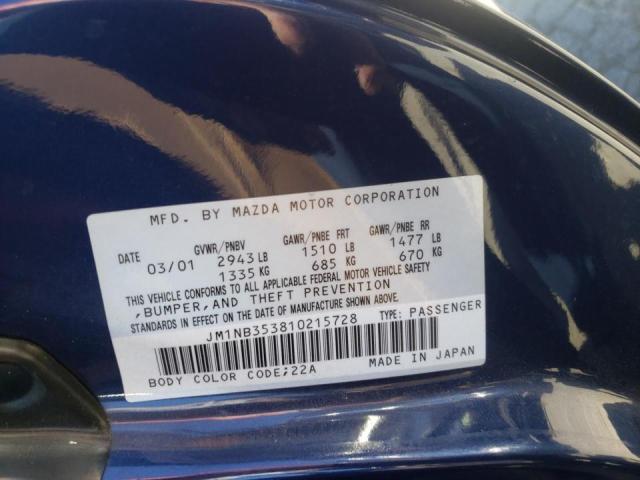 Photo 10 from auction – 2001 MAZDA MX-5 MIATA with VIN JM1NB353810215728