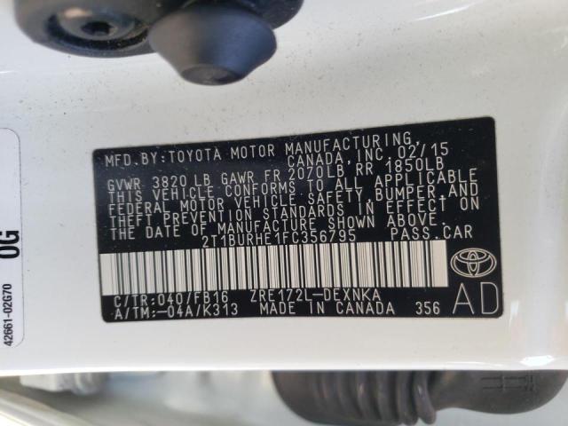 Photo 10 from auction – 2015 TOYOTA COROLLA L with VIN 2T1BURHE1FC356795