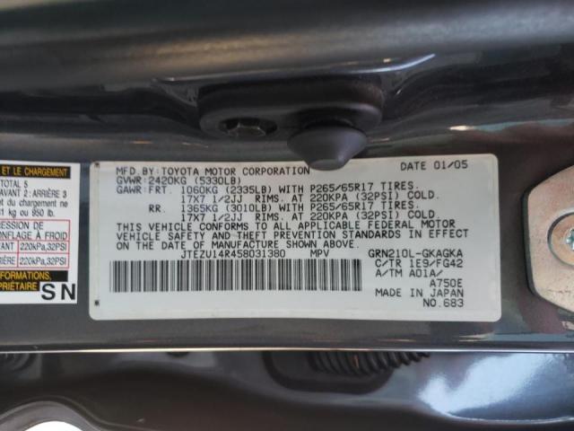 Photo 10 from auction – 2005 TOYOTA 4RUNNER SR with VIN JTEZU14R458031380