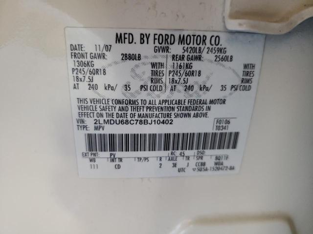 Photo 10 from auction – 2008 LINCOLN MKX with VIN 2LMDU68C78BJ10402