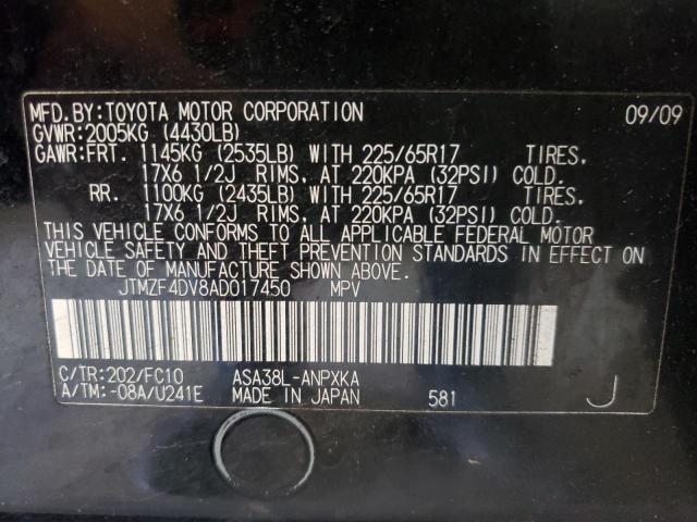 Photo 10 from auction – 2010 TOYOTA RAV4 with VIN JTMZF4DV8AD017450