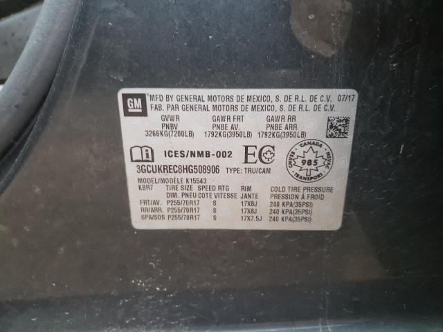 Photo 10 from auction – 2017 CHEVROLET SILVERADO with VIN 3GCUKREC8HG508906