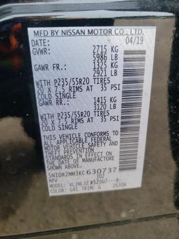 Photo 10 from auction – 2019 NISSAN PATHFINDER with VIN 5N1DR2MM3KC630737