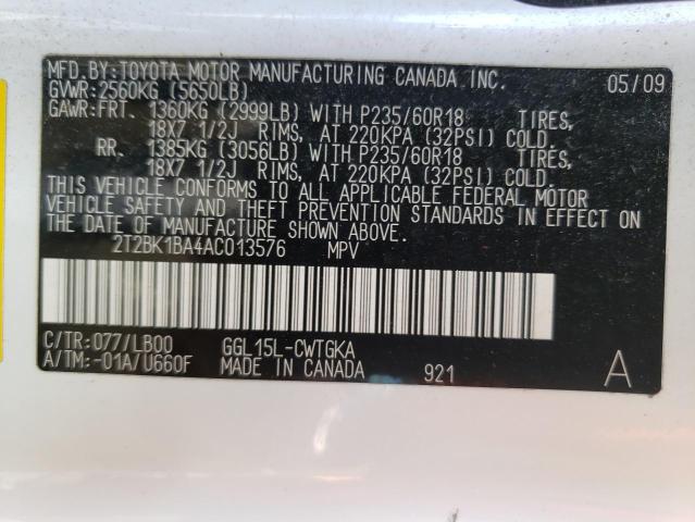 Photo 10 from auction – 2010 LEXUS RX 350 with VIN 2T2BK1BA4AC013576