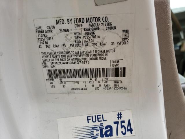 Photo 10 from auction – 2008 FORD ESCAPE HEV with VIN 1FMCU49H08KD74573