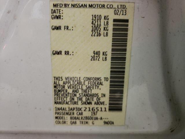 Photo 10 from auction – 2013 NISSAN ALTIMA S with VIN 1N4AL3AP3DC216511