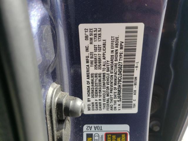 Photo 10 from auction – 2012 HONDA CR-V EXL with VIN 5J6RM3H79CL045627