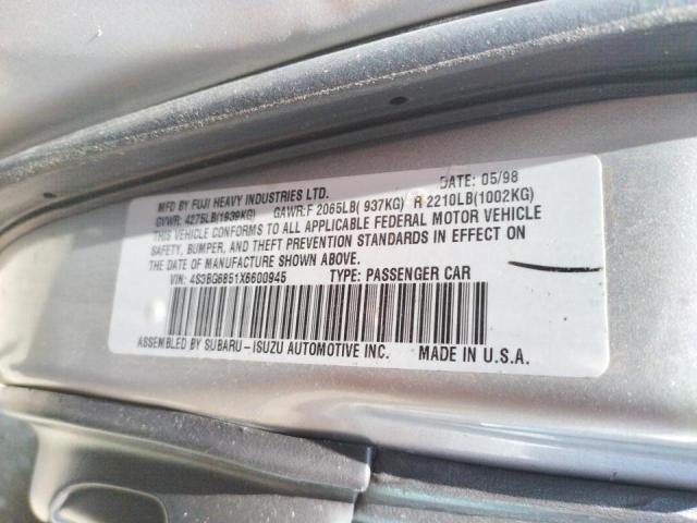 Photo 10 from auction – 1999 SUBARU LEGACY OUT with VIN 4S3BG6851X6600945