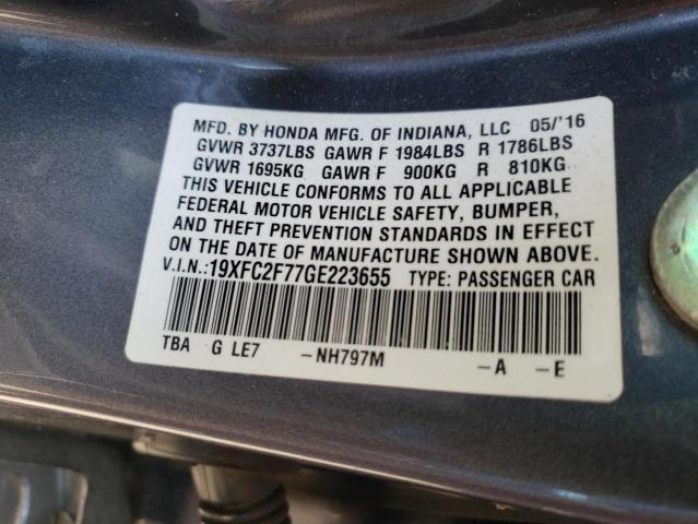 Photo 10 from auction – 2016 HONDA CIVIC EX with VIN 19XFC2F77GE223655