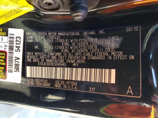 Photo 10 from auction – 2012 TOYOTA SIENNA LE with VIN 5TDJK3DC8CS040445