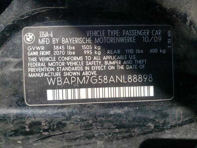 Photo 10 from auction – 2010 BMW 335 I with VIN WBAPM7G58ANL88898