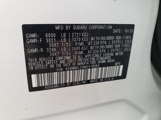 Photo 10 from auction – 2021 SUBARU ASCENT LIM with VIN 4S4WMALD0M3418562