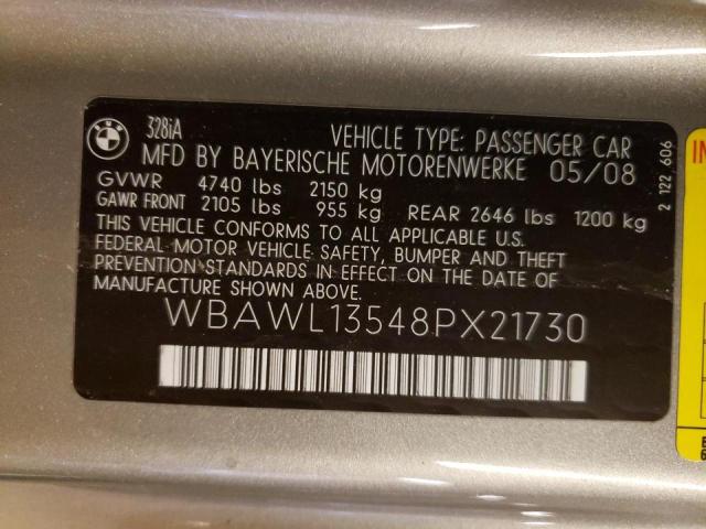 Photo 10 from auction – 2008 BMW 328 I with VIN WBAWL13548PX21730