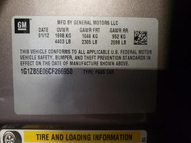 Photo 10 from auction – 2012 CHEVROLET MALIBU LS with VIN 1G1ZB5E06CF266950