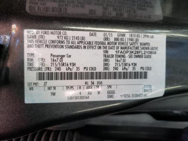 Photo 10 from auction – 2015 FORD FOCUS SE with VIN 1FADP3K28FL210808