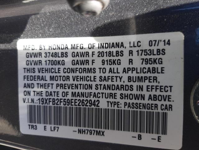 Photo 10 from auction – 2014 HONDA CIVIC LX with VIN 19XFB2F59EE262942
