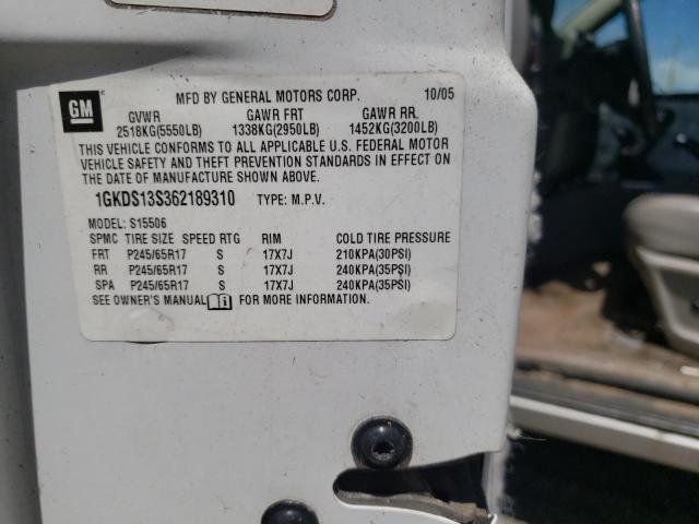 Photo 10 from auction – 2006 GMC ENVOY with VIN 1GKDS13S362189310