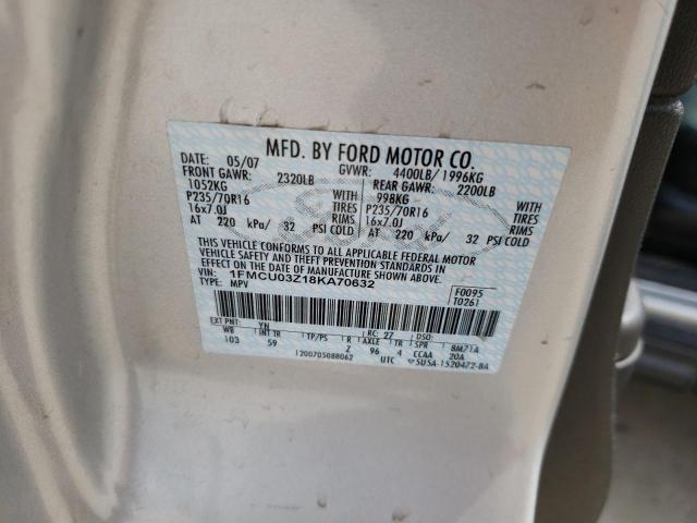 Photo 10 from auction – 2008 FORD ESCAPE XLT with VIN 1FMCU03Z18KA70632