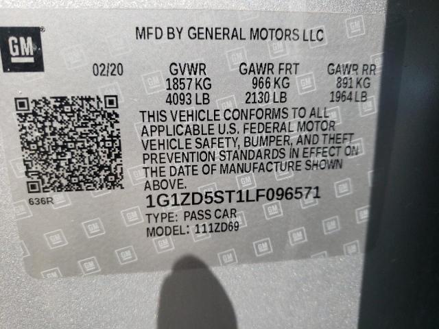 Photo 10 from auction – 2020 CHEVROLET MALIBU LT with VIN 1G1ZD5ST1LF096571