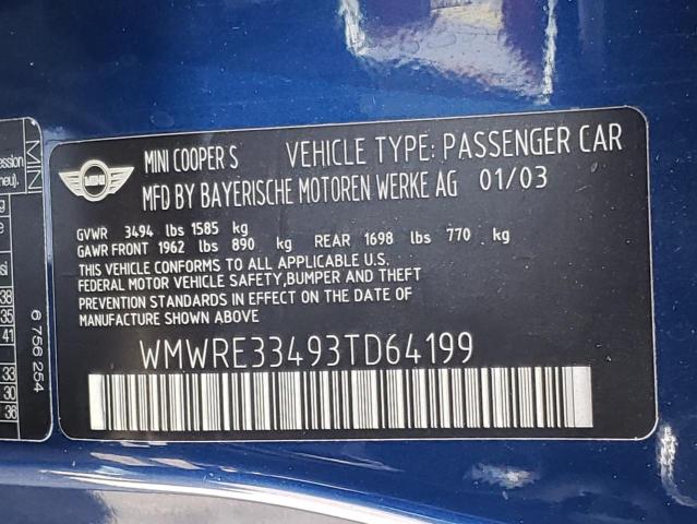 Photo 10 from auction – 2003 MINI COOPER S with VIN WMWRE33493TD64199