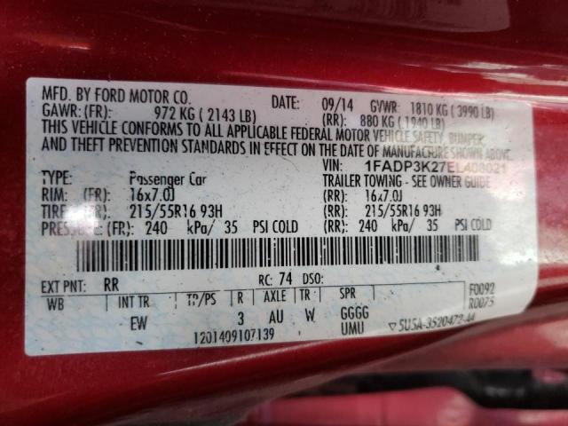 Photo 10 from auction – 2014 FORD FOCUS SE with VIN 1FADP3K27EL408021
