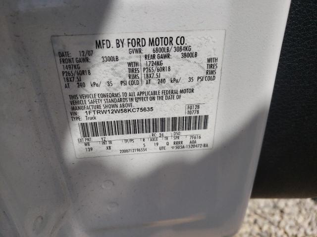 Photo 10 from auction – 2008 FORD F150 SUPER with VIN 1FTRW12W58KC75635