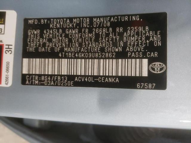 Photo 10 from auction – 2009 TOYOTA CAMRY BASE with VIN 4T1BE46K09U852862