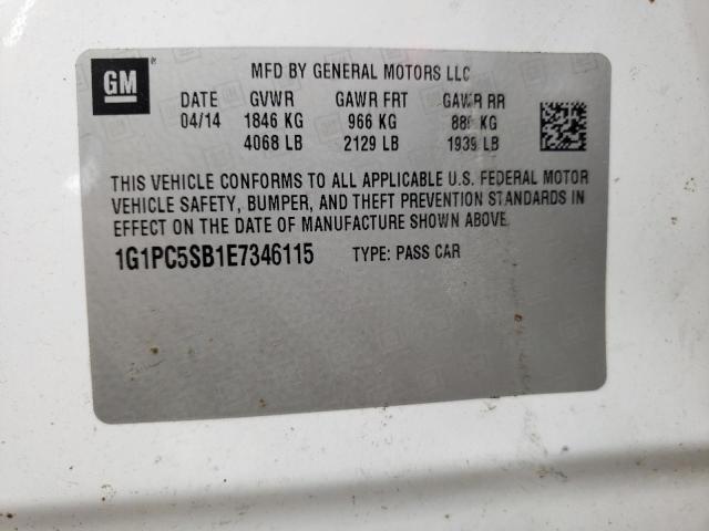 Photo 10 from auction – 2014 CHEVROLET CRUZE with VIN 1G1PC5SB1E7346115