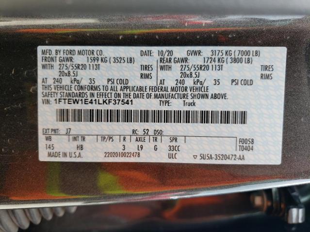 Photo 10 from auction – 2020 FORD F150 SUPER with VIN 1FTEW1E41LKF37541