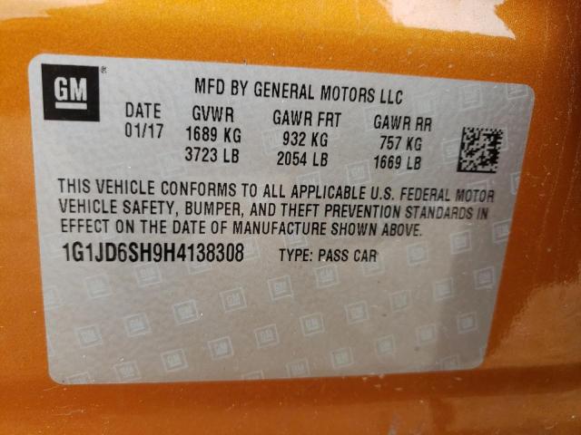 Photo 10 from auction – 2017 CHEVROLET SONIC LT with VIN 1G1JD6SH9H4138308