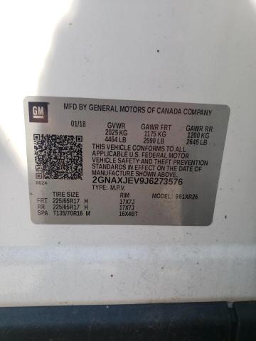 Photo 10 from auction – 2018 CHEVROLET EQUINOX LT with VIN 2GNAXJEV9J6273576