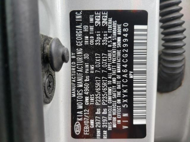 Photo 10 from auction – 2012 KIA SORENTO BA with VIN 5XYKTCA64CG299480