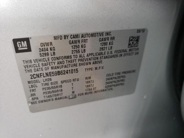 Photo 10 from auction – 2011 CHEVROLET EQUINOX LT with VIN 2CNFLNE59B6241015