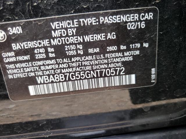 Photo 10 from auction – 2016 BMW 340 XI with VIN WBA8B7G55GNT70572
