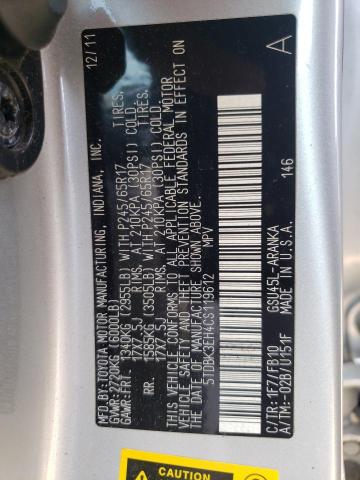 Photo 10 from auction – 2012 TOYOTA HIGHLANDER with VIN 5TDBK3EH4CS119612