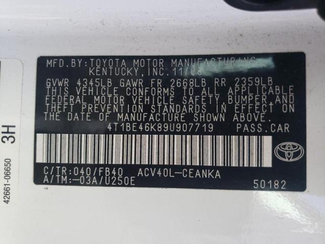 Photo 10 from auction – 2009 TOYOTA CAMRY BASE with VIN 4T1BE46K89U907719