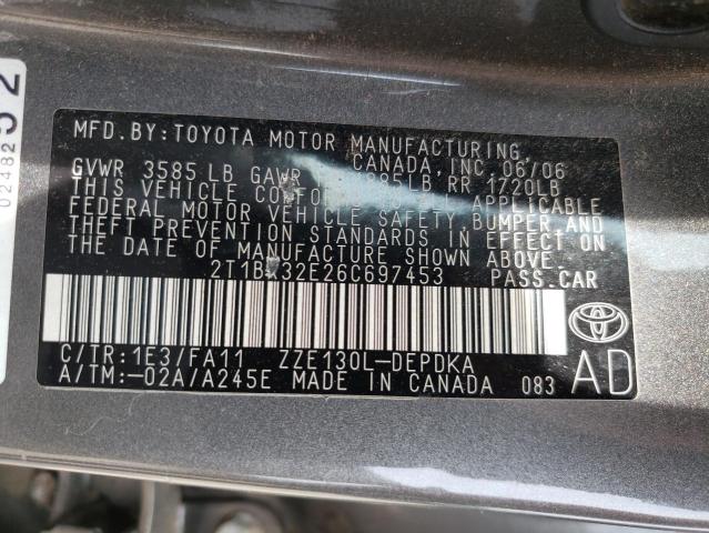 Photo 10 from auction – 2006 TOYOTA COROLLA CE with VIN 2T1BR32E26C697453