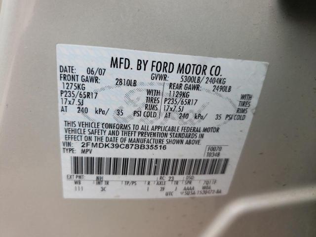 Photo 10 from auction – 2007 FORD EDGE SEL P with VIN 2FMDK39C87BB35516